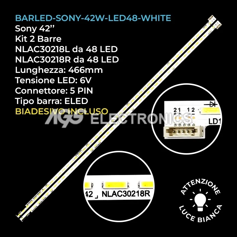 kit 2 barre LED retroilluminazione per Sony 42 pollici modello LC420EUFFFP4