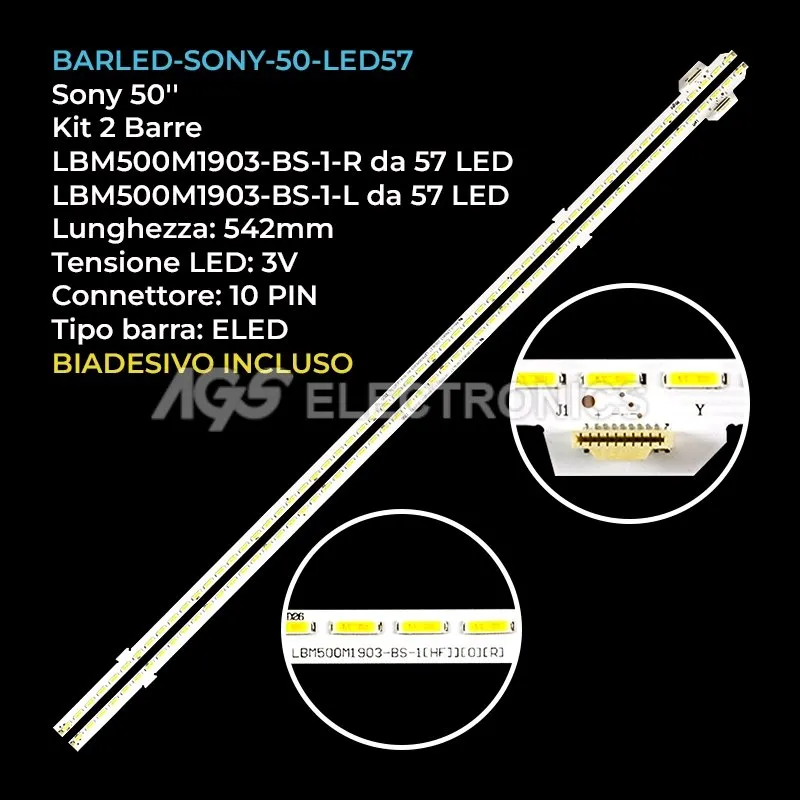 kit 2 barre LED retroilluminazione per Sony 50 pollici modello V500FWE01