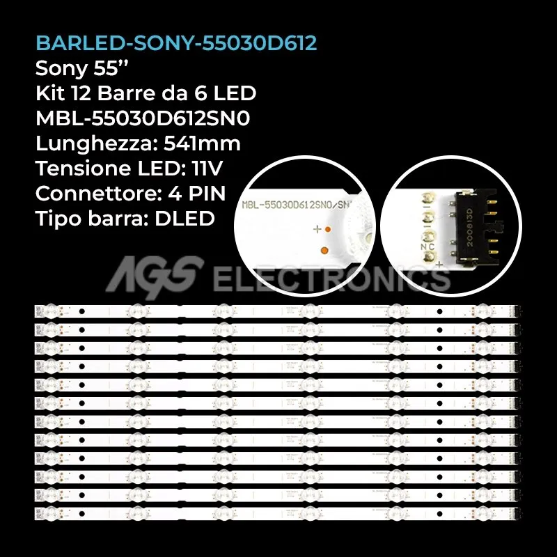 kit 12 barre LED retroilluminazione per Sony 55 pollici modello KD55XH9077