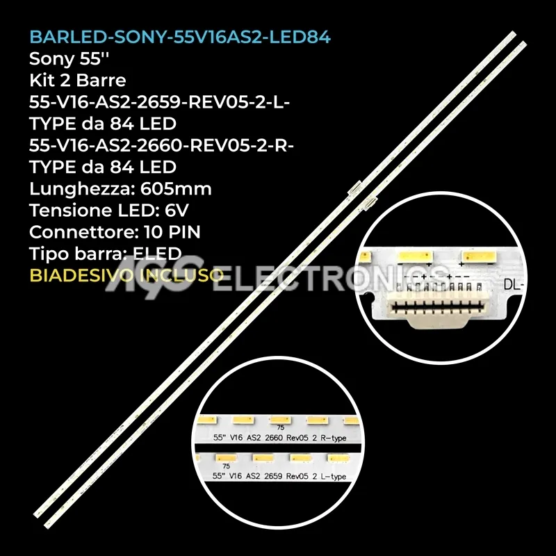 kit 2 barre LED retroilluminazione per Sony 55 pollici modello LTY550HJ03