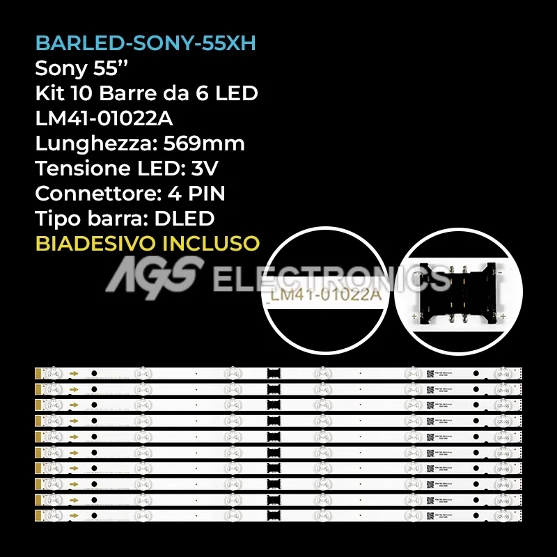 kit 10 barre LED retroilluminazione per Sony 55 pollici modello KD55X89J