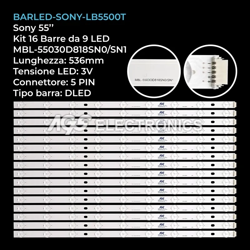 kit 16 barre LED retroilluminazione per Sony 55 pollici modello XBR55X950H