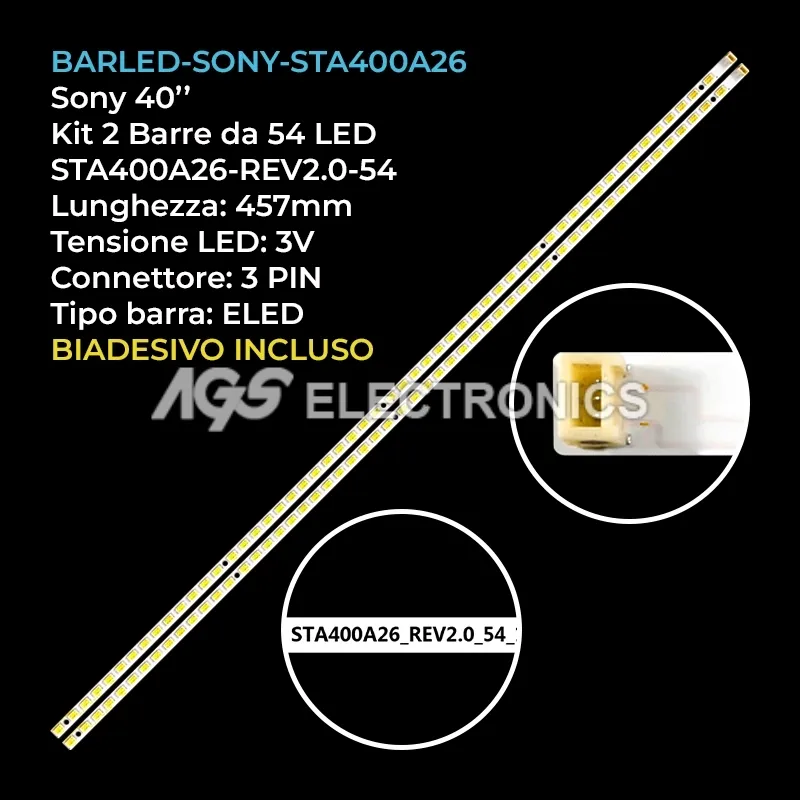 kit 2 barre LED retroilluminazione per Sony 40 pollici modello KDL40EX723