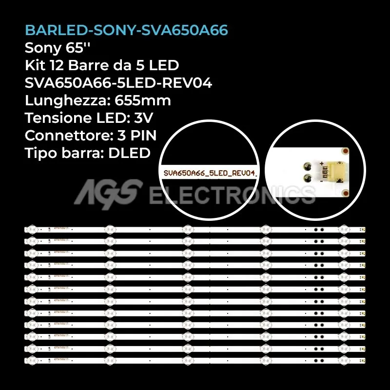 kit 12 barre LED retroilluminazione per Sony 65 pollici modello KD65X750F