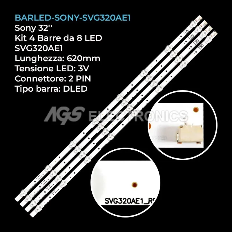 kit 4 barre LED retroilluminazione per Sony 32 pollici modello S320DB31B18