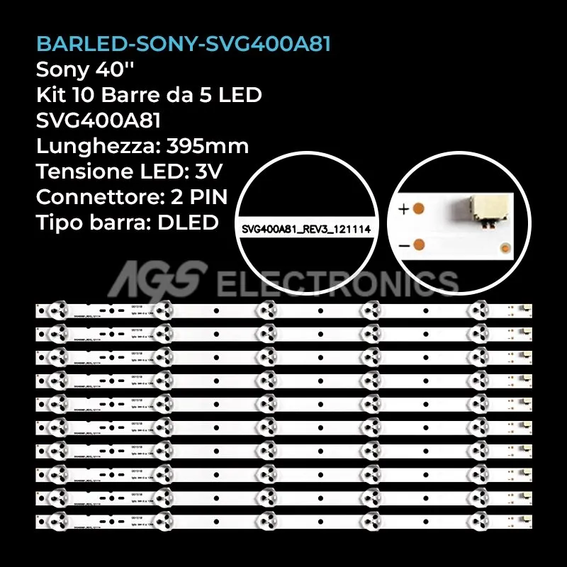 kit 10 barre LED retroilluminazione per Sony 40 pollici modello KDL40R474A