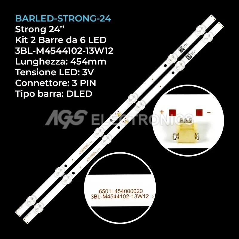 kit 2 barre LED retroilluminazione per Engel 24 pollici modello LED2461T2