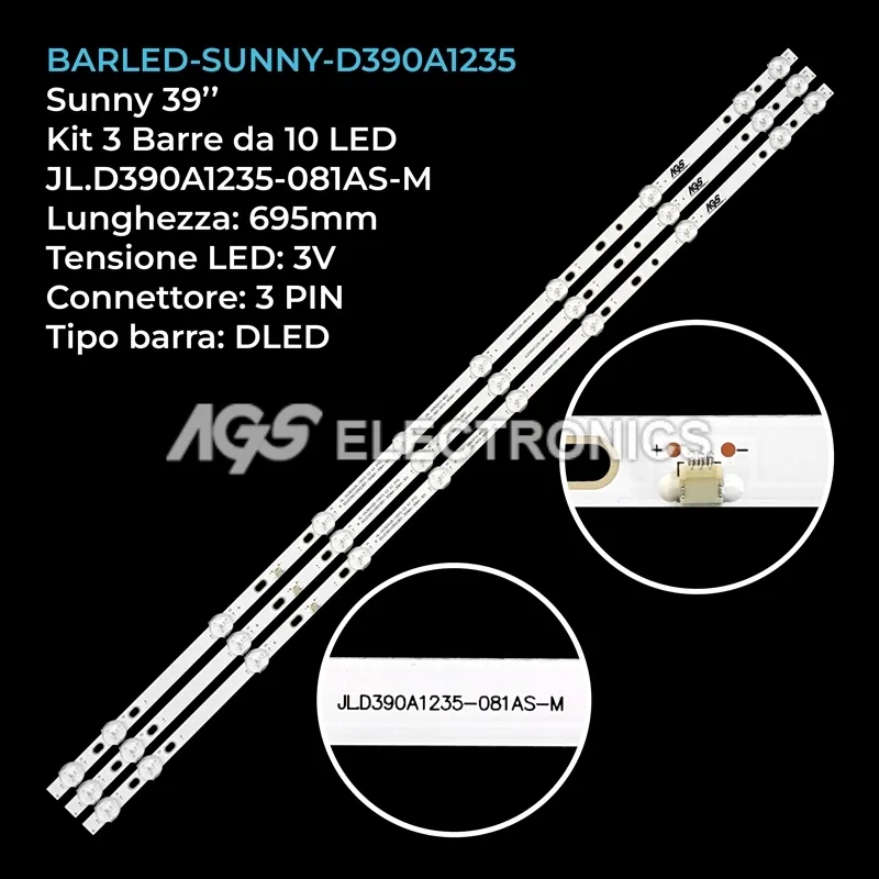 kit 3 barre LED retroilluminazione per Axen 39 pollici modello AX039LDV59M