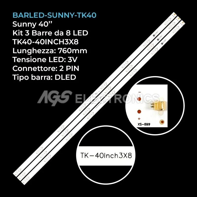 kit 3 barre LED retroilluminazione per Sunny 40 pollici modello SN40DAL0937