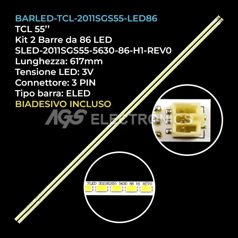 kit 2 barre LED retroilluminazione per TCL 55 pollici modello LED55T36GP