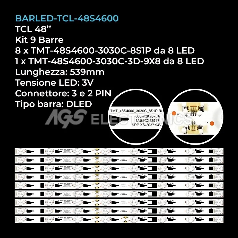 kit 9 barre LED retroilluminazione per Thomson 48 pollici modello 48FZ5635
