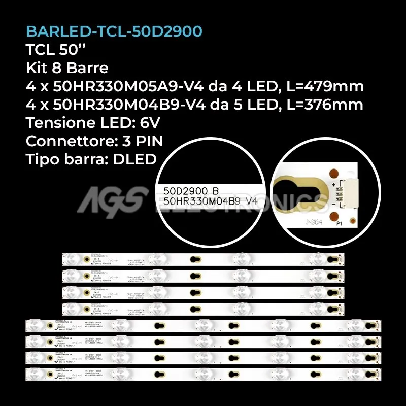 kit 8 barre LED retroilluminazione per TCL 50 pollici modello L50P2UD