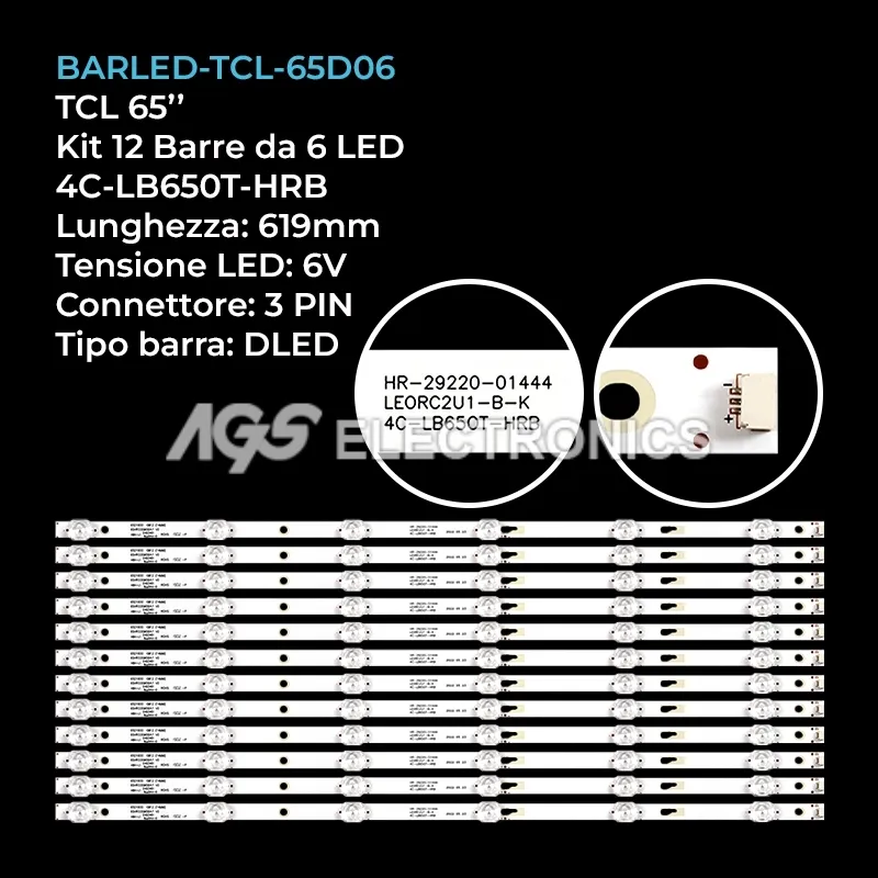 kit 72 barre LED retroilluminazione per Panasonic 65 pollici modello TH65FFX435Q