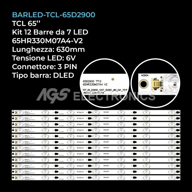 kit 12 barre LED retroilluminazione per TCL 65 pollici modello U65P604