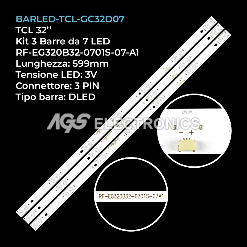 kit 3 barre LED retroilluminazione per Beko 32 pollici modello 5B