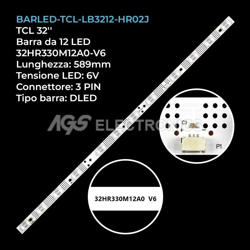 kit 1 barre LED retroilluminazione per TCL 32 pollici modello 32P6H