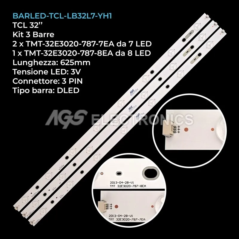 kit 3 barre LED retroilluminazione per Thomson 32 pollici modello 32HW3323