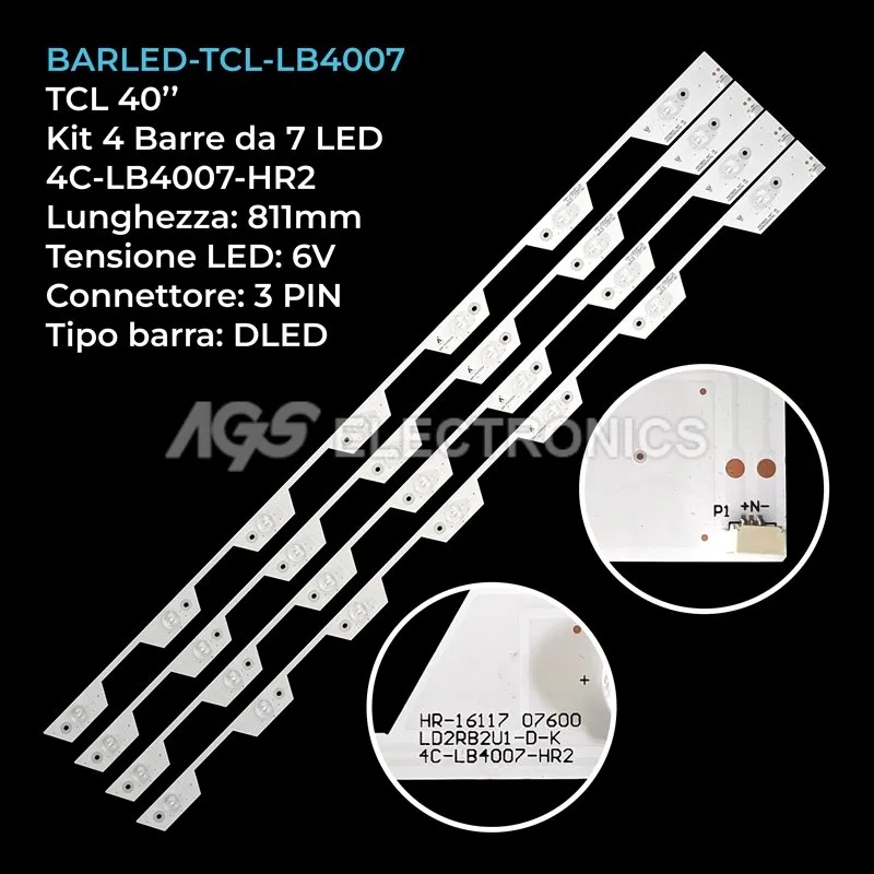 kit 4 barre LED retroilluminazione per TCL 40 pollici modello 40UA6406