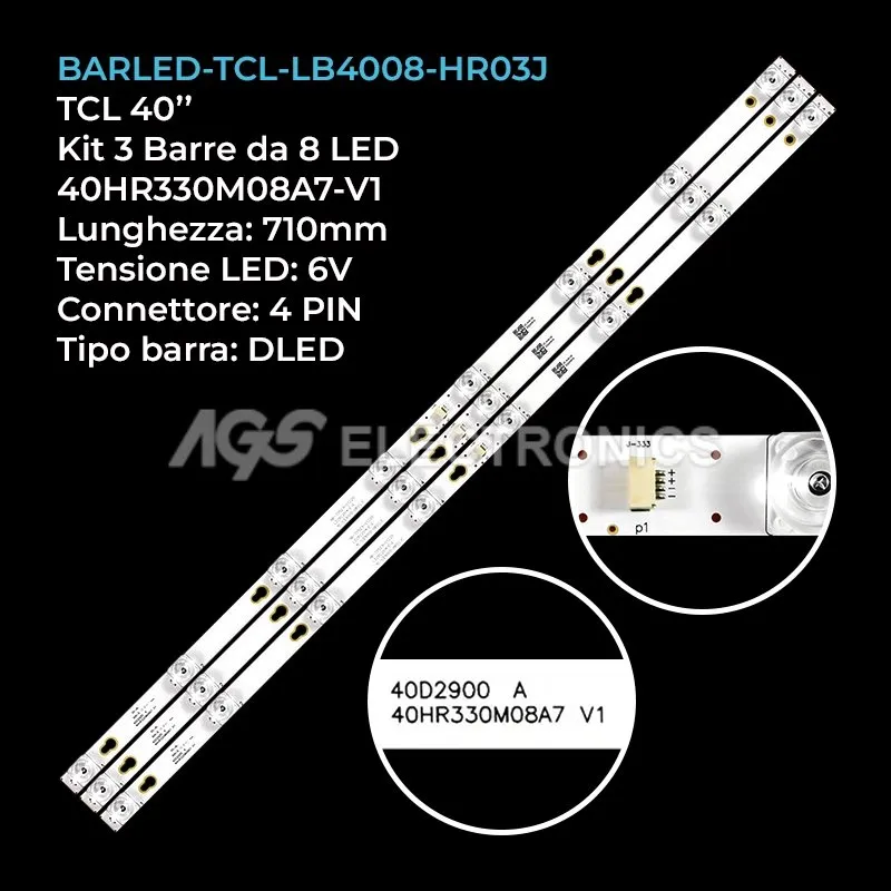 kit 3 barre LED retroilluminazione per Thomson 40 pollici modello 40FC3206