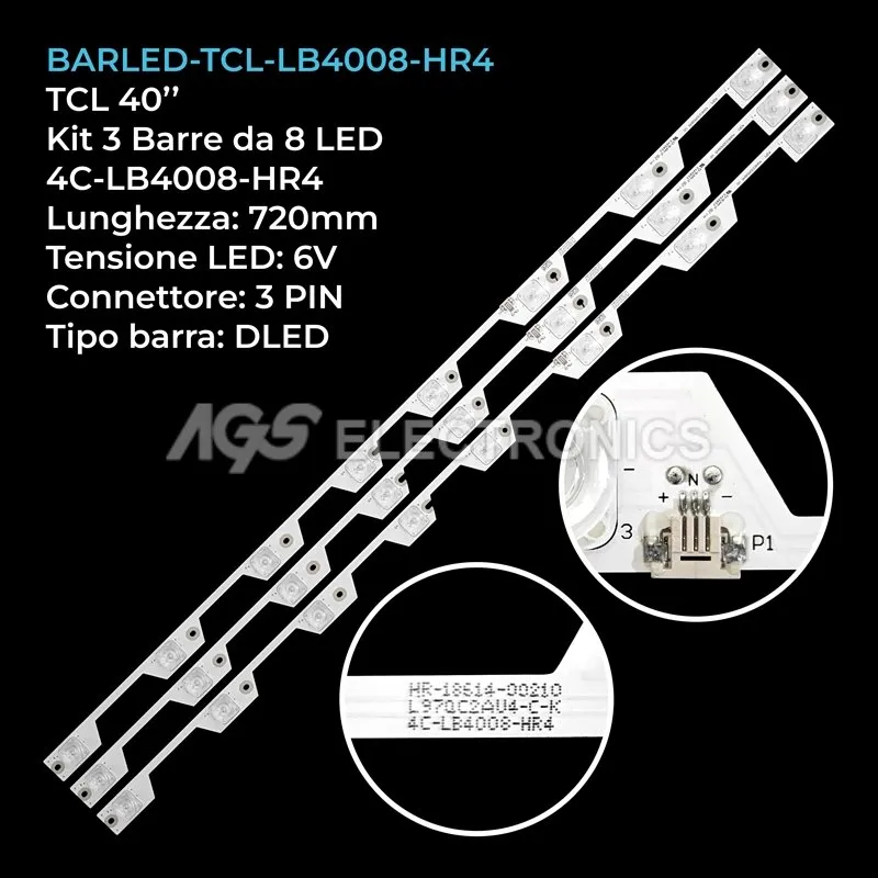 kit 3 barre LED retroilluminazione per TCL 40 pollici modello L40P1UD