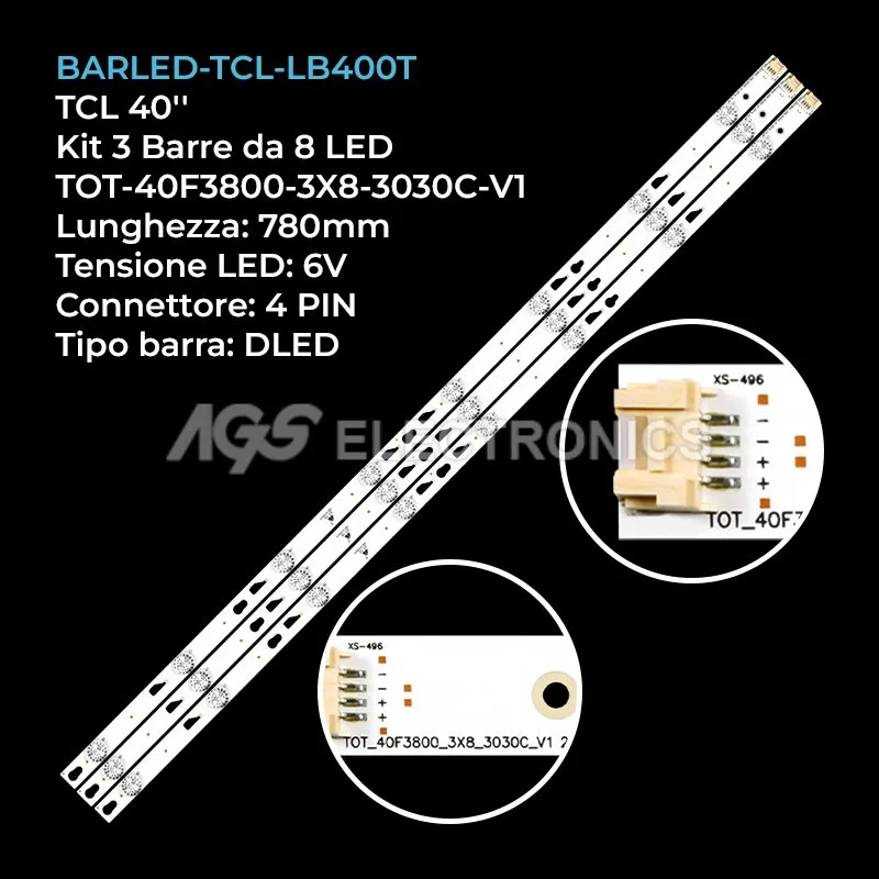 kit 3 barre LED retroilluminazione per TCL 40 pollici modello 40FS3750TGAA