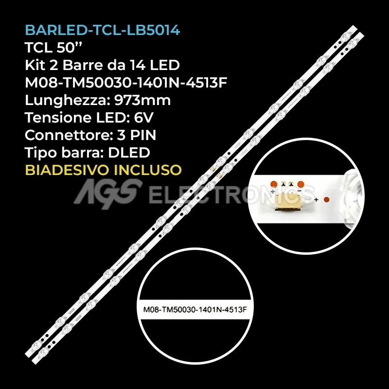 kit 2 barre LED retroilluminazione per TCL 50 pollici modello 50P717