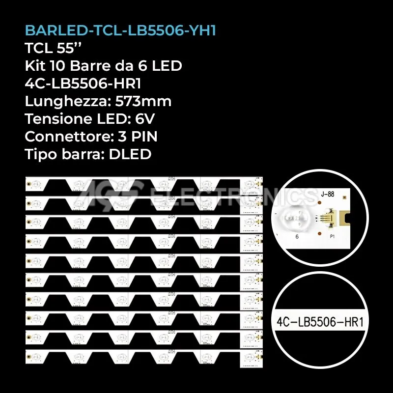 kit 10 barre LED retroilluminazione per TCL 55 pollici modello U55S6906