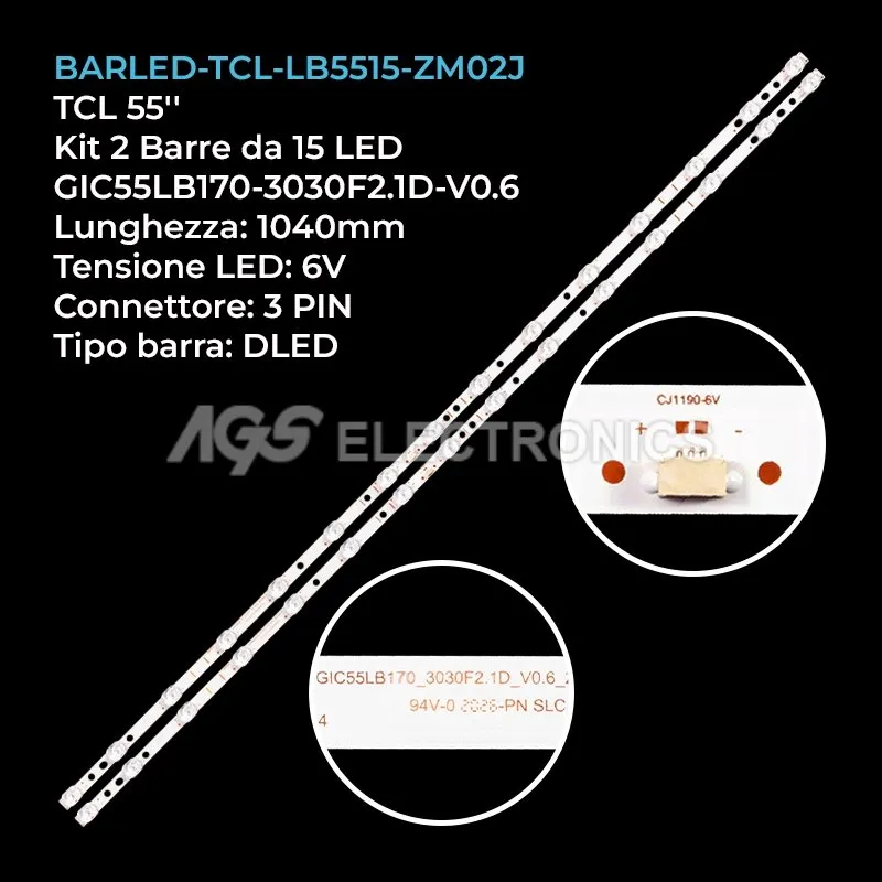 kit 2 barre LED retroilluminazione per Thomson 55 pollici modello 55UG6400
