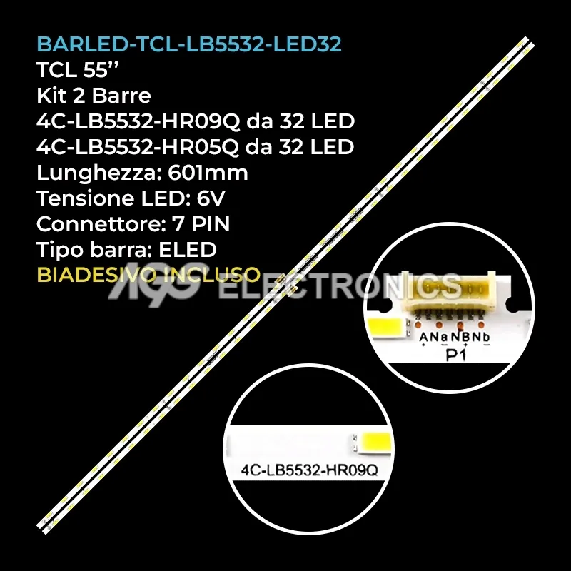 kit 2 barre LED retroilluminazione per TCL 55 pollici modello 55A950U