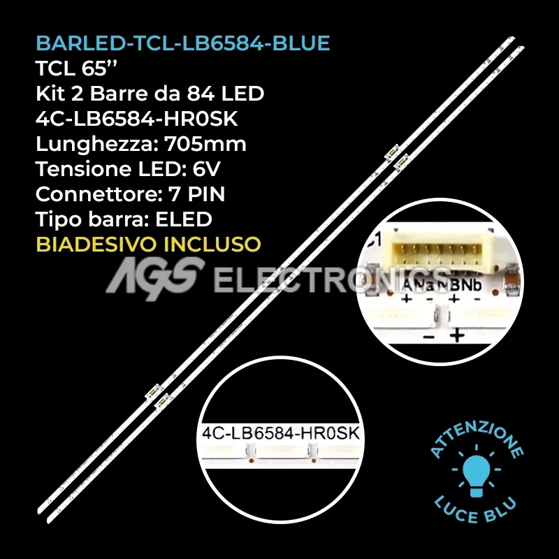 kit 2 barre LED retroilluminazione per TCL 65 pollici modello 65C811