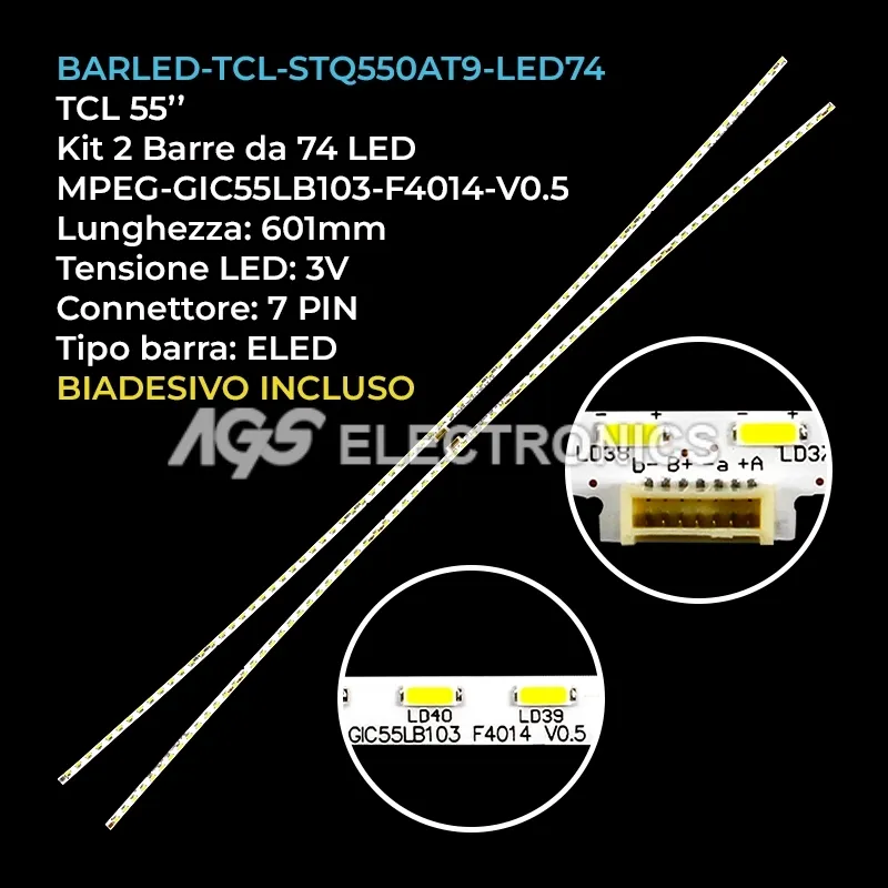 kit 2 barre LED retroilluminazione per TCL 55 pollici modello 55DP660