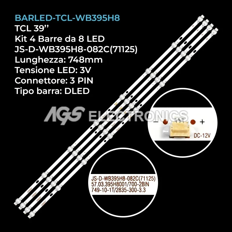 kit 4 barre LED retroilluminazione per TCL 39 pollici modello 40FLEA28T2