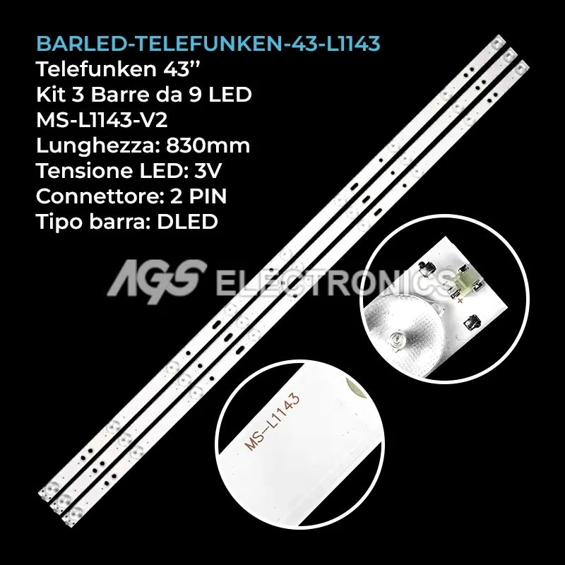 kit 3 barre LED retroilluminazione per Selecline 43 pollici modello 43S1810