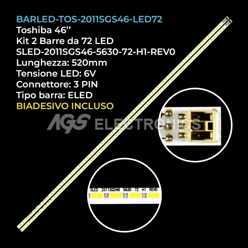 kit 2 barre LED retroilluminazione per Sharp 46 pollici modello LC46LE511E
