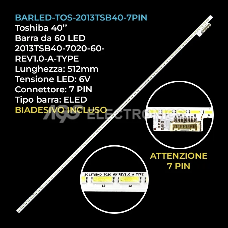 kit 1 barre LED retroilluminazione per Toshiba 40 pollici modello 40L7335D