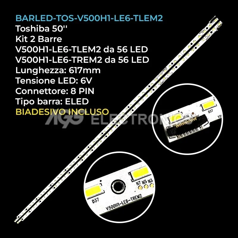 kit 2 barre LED retroilluminazione per Panasonic 50 pollici modello TX50ASW604