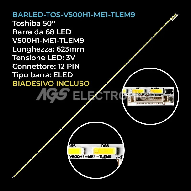 kit 1 barre LED retroilluminazione per Toshiba 50 pollici modello 50L2546D