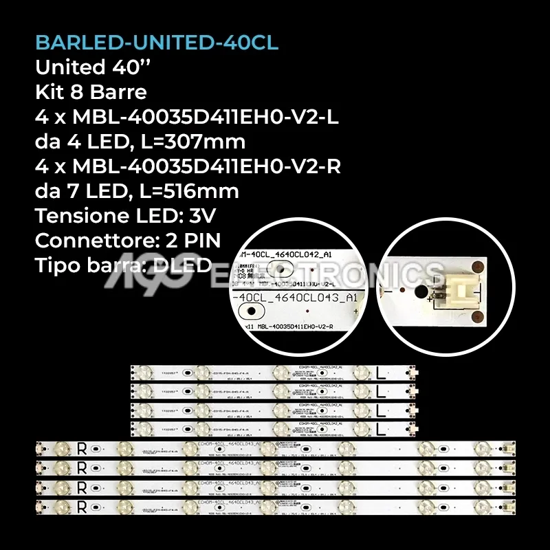kit 8 barre LED retroilluminazione per Premier 40 pollici modello PR40A55