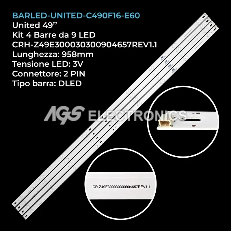 kit 4 barre LED retroilluminazione per Blue 49 pollici modello 49BU5700