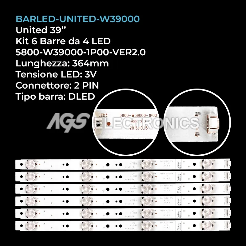 kit 6 barre LED retroilluminazione per Philco 39 pollici modello PH39E31DG