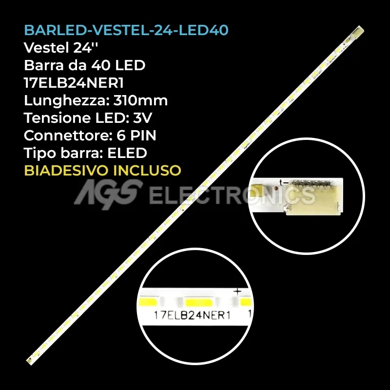 kit 1 barre LED retroilluminazione per Vestel 24 pollici modello 24HA5100