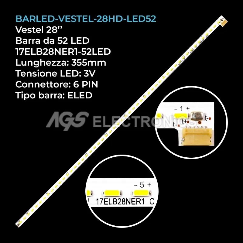 kit 1 barre LED retroilluminazione per Vestel 28 pollici modello 28HB5100