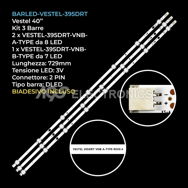 kit 3 barre LED retroilluminazione per Digihome 40 pollici modello DH40FHD19SW