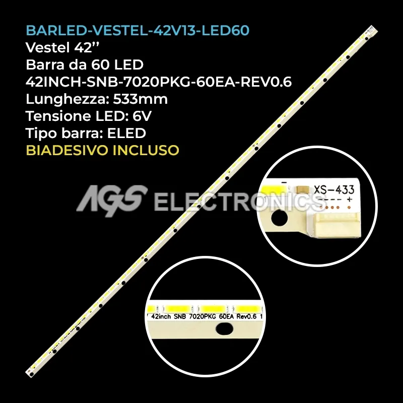 kit 1 barre LED retroilluminazione per Hitachi 42 pollici modello 42HE4631UI