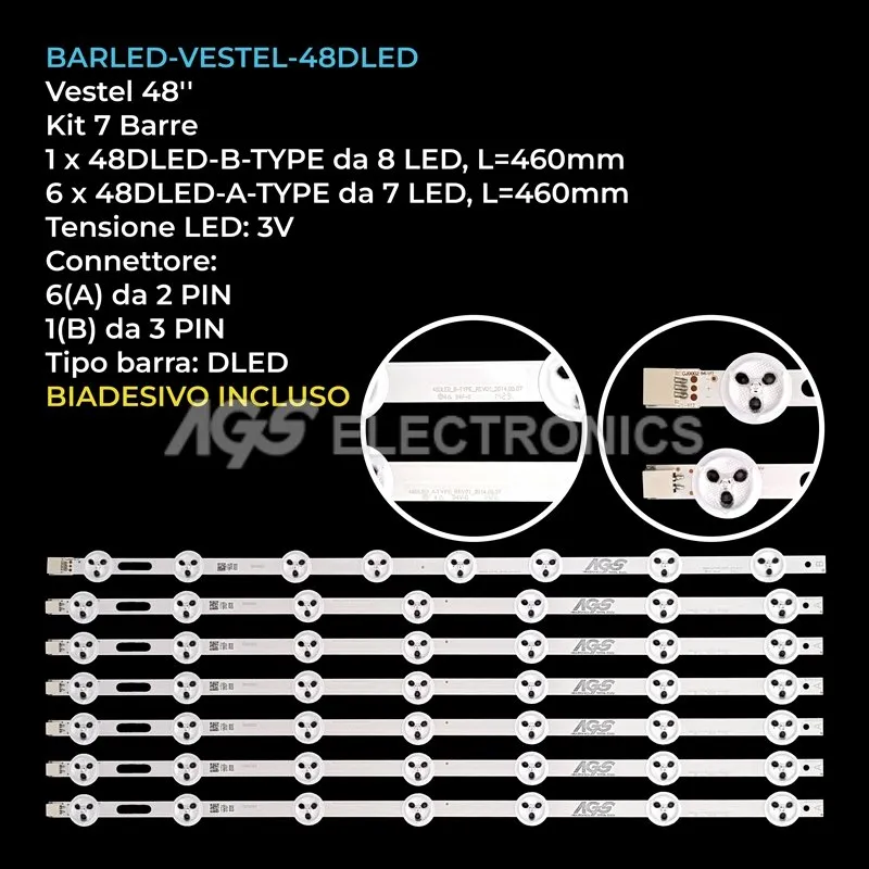 kit 7 barre LED retroilluminazione per Polaroid 48 pollici modello P48LED14