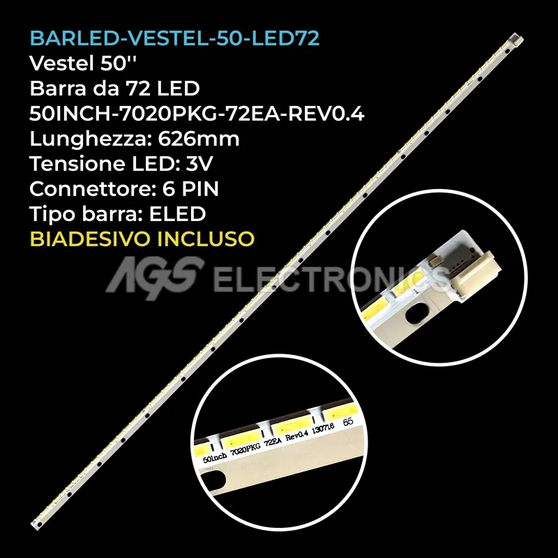 kit 1 barre LED retroilluminazione per Sharp 50 pollici modello LC50LE771K
