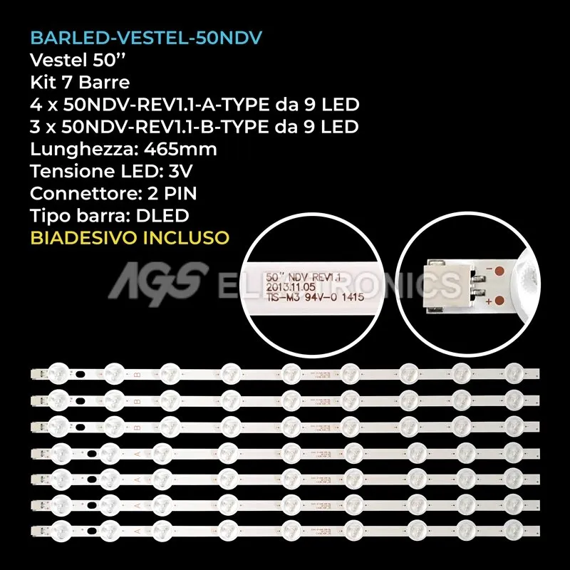 kit 7 barre LED retroilluminazione per Techwood 50 pollici modello 50AO2B