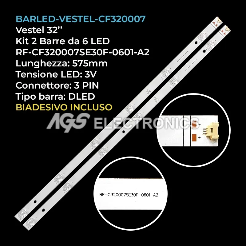 kit 2 barre LED retroilluminazione per Jvc 32 pollici modello LT32VAF5000