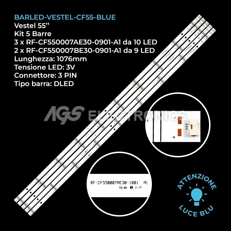 kit 5 barre LED retroilluminazione per Vestel 55 pollici modello 55UA96004K