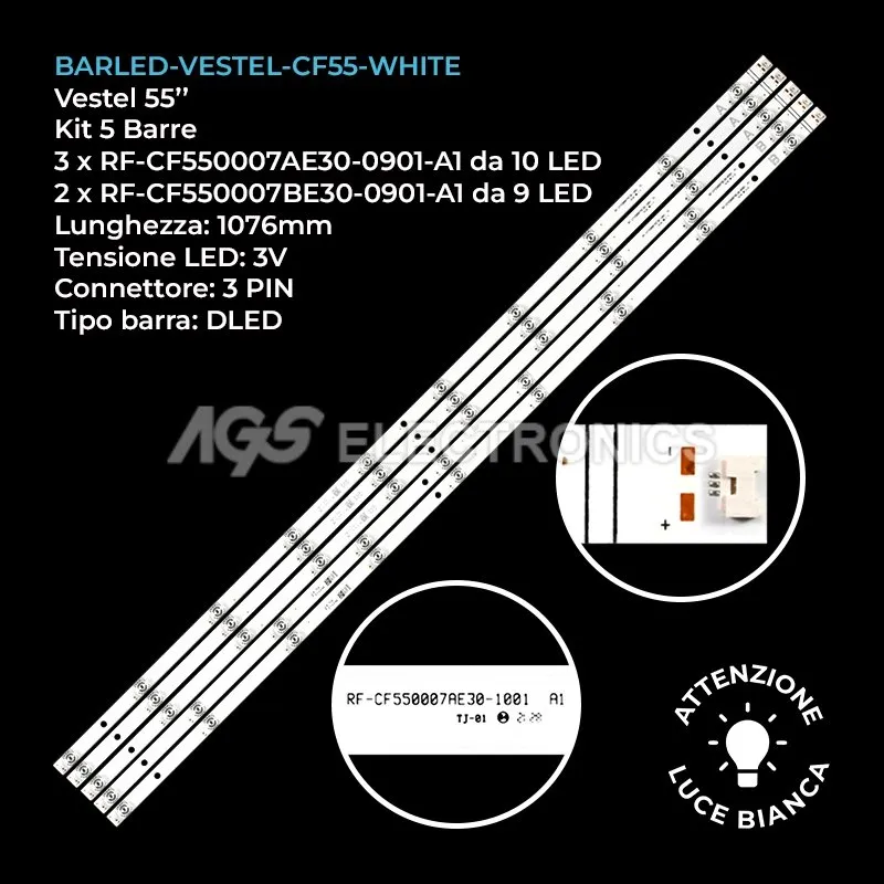 kit 5 barre LED retroilluminazione per Panasonic 55 pollici modello TX55LX650E